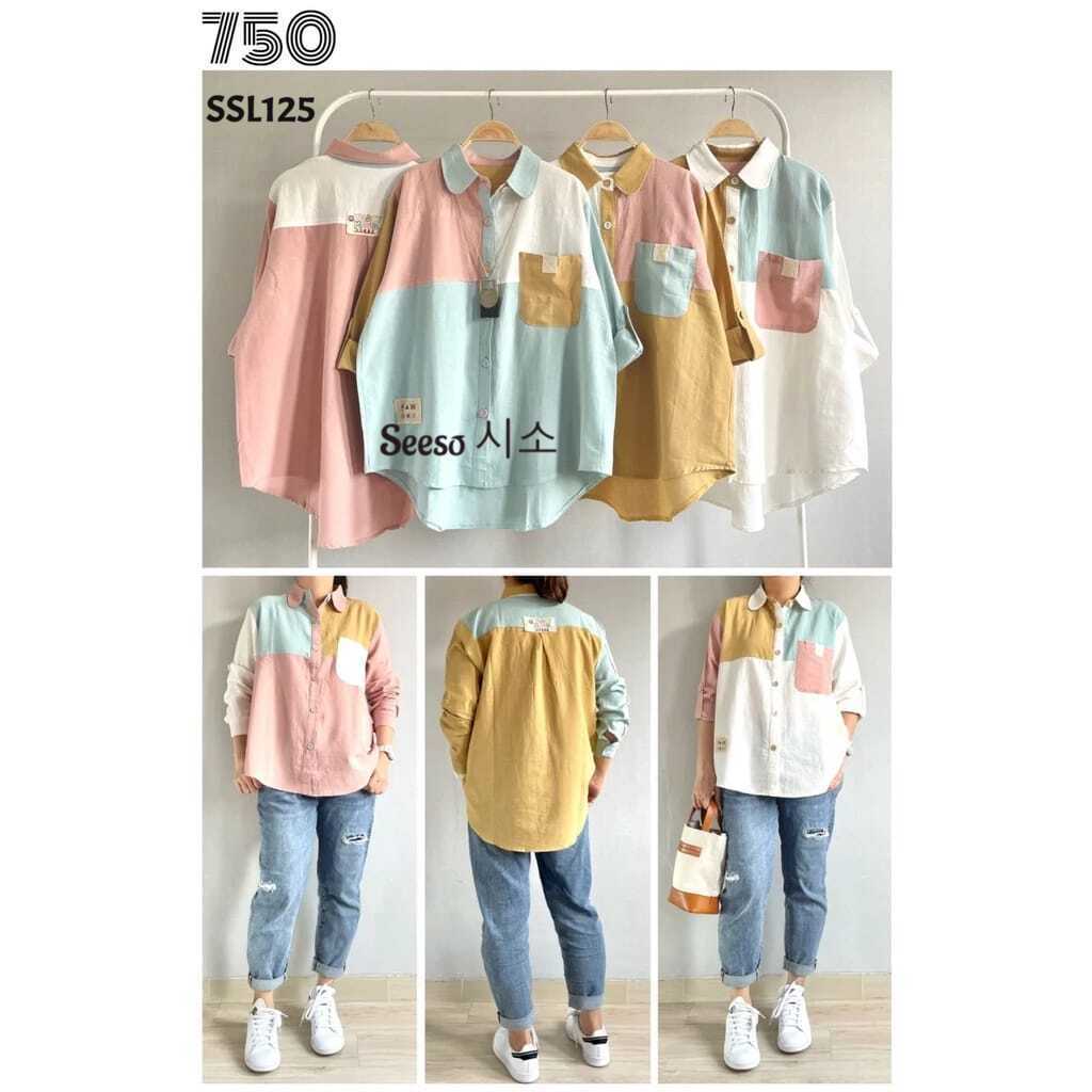 Seeso - SSL125 - Kemeja Wanita Linen Import Premium Lubana