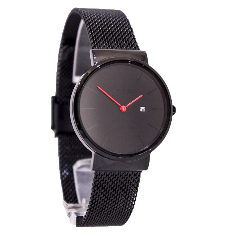Jam Tangan MIRAGE Rantai Pasir Wanita Hitam Tahan Air 2Jarum Tanggal Aktif Garansi Res 8624 Hitam