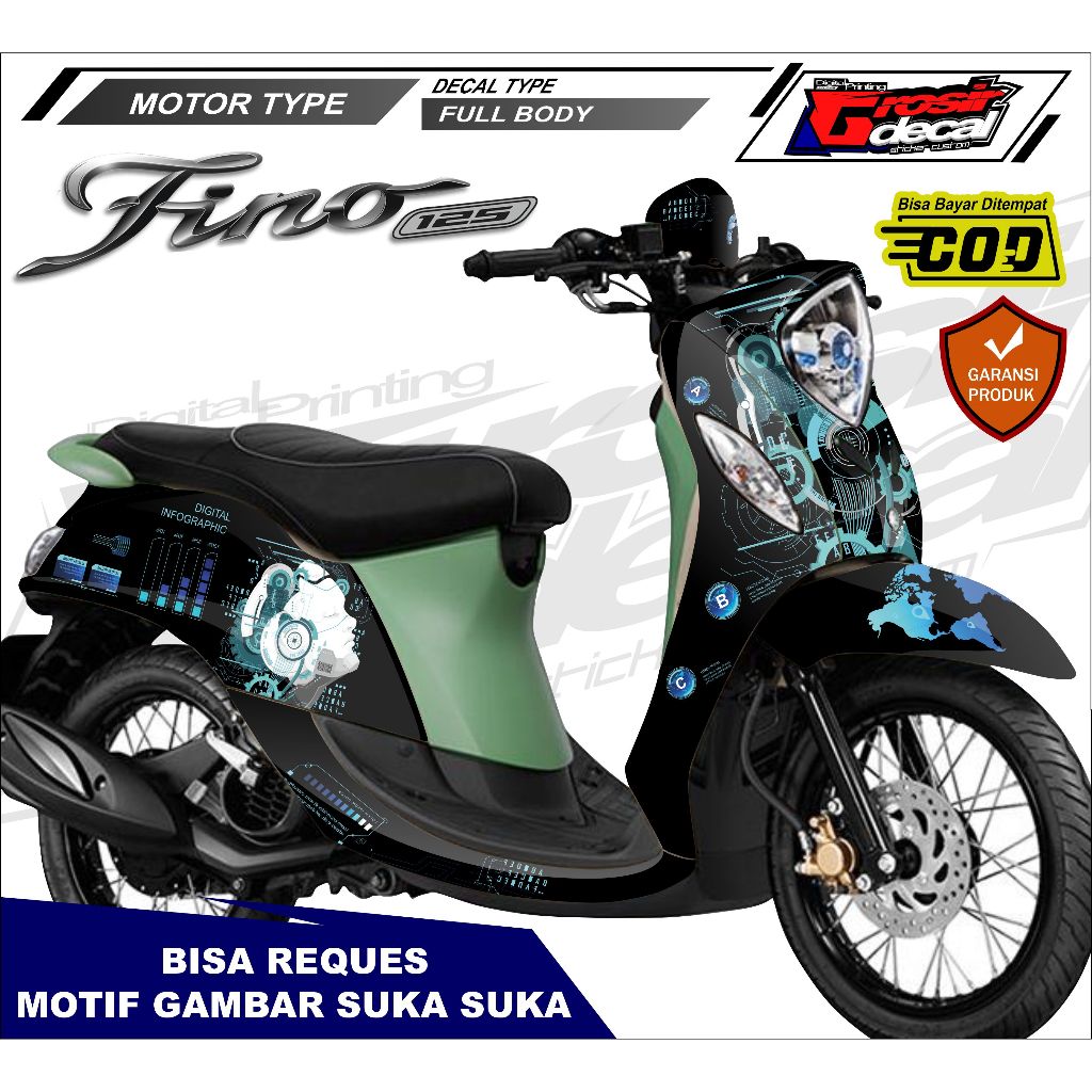 Sticker Stiker Fino 125 New Hitam Keren Full Body Fullset Free Custom
