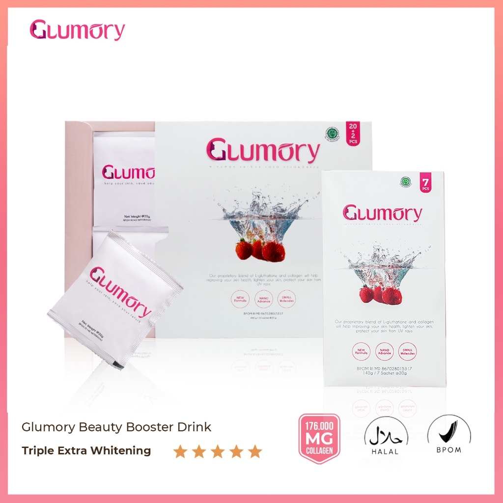 [ NEW FORMULA ] Glumory Beauty Booster Drink - Minuman Kolagen Glutathione Pencerah Badan | Dosis Ti