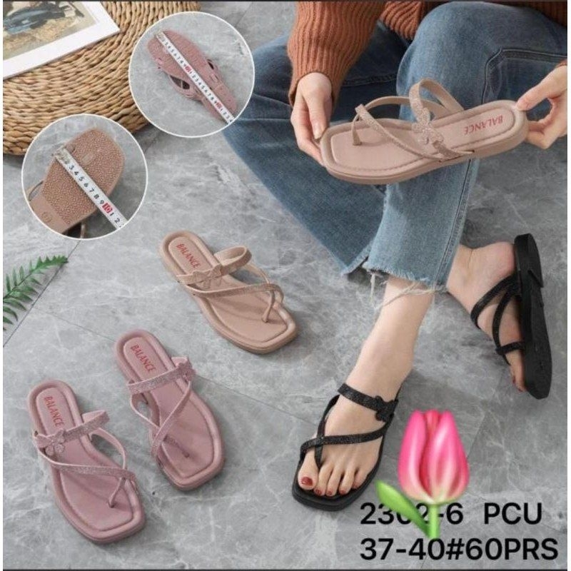 BALANCE 2302/SANDAL WANITA TALI SILANG MOTIF KUPU