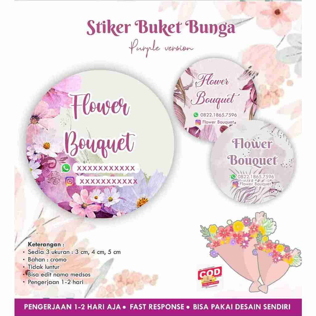 

[170 pcs] Stiker Bunga bulat Purple version / Flower / Buket / Bouquet bulat cromo