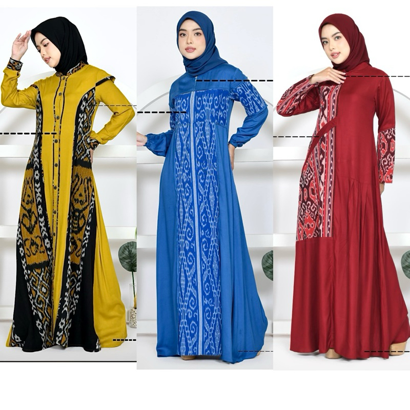 Reyya Gamis Kombinasi Tenun Kombinasi 3 Model