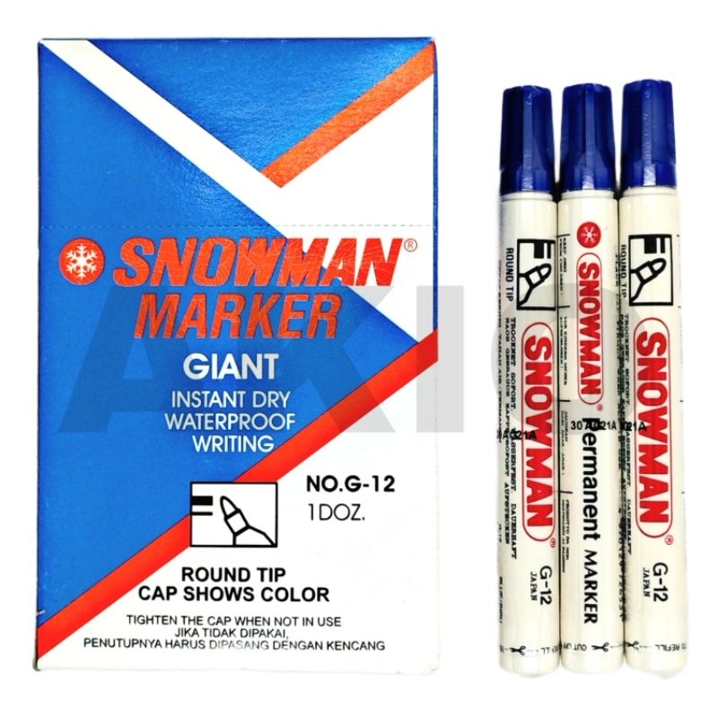 

Spidol PERMANEN SNOWMAN BIRU G-12 Permanent Marker Tidak Bisa Dihapus