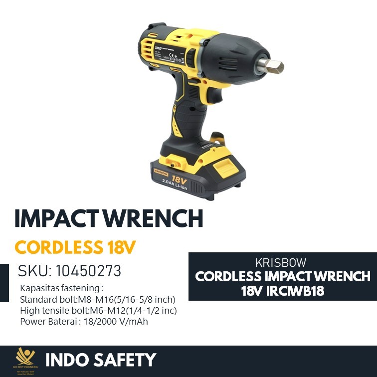 CORDLESS IMPACT WRENCH 18V IRCIWB18 KRISBOW