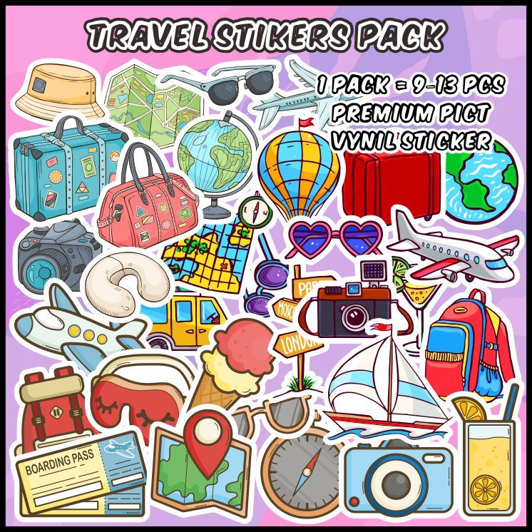 

[1 pack] Travel Stickers (Stiker Travel) Cocok untuk oleh-oleh / scrapbook / jurnal / diary / Sticker Pack / Ecer - ddu-du sticker
