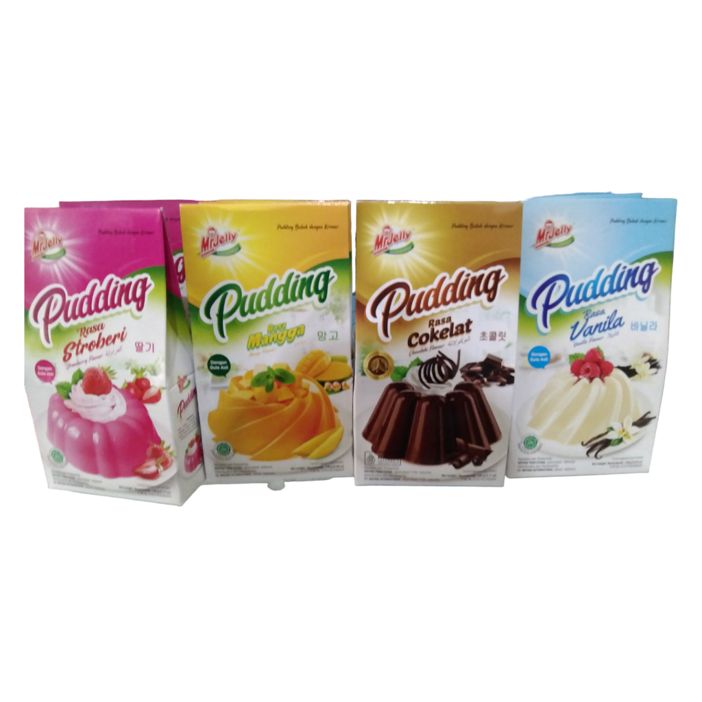 

MR. JELLY PUDDING COKLAT,MANGGA,STRAWBERRY & VANILA