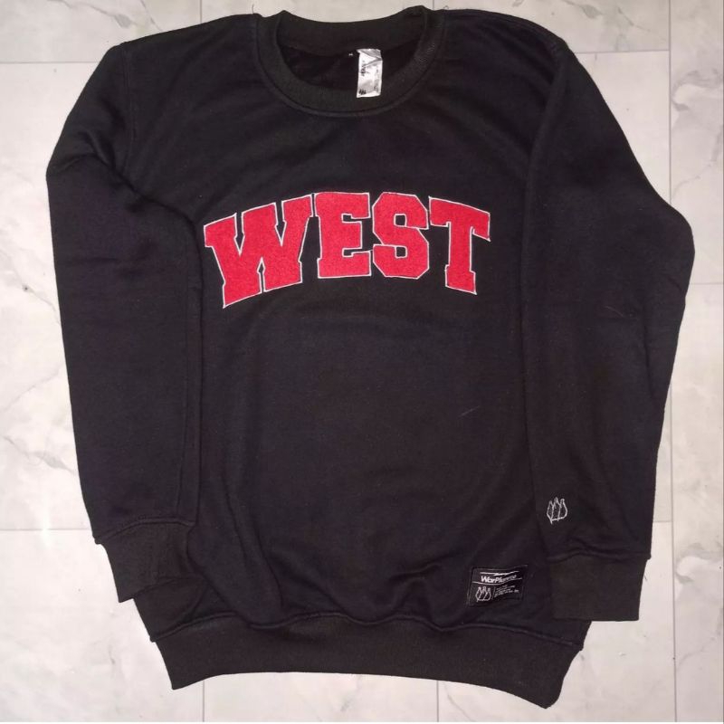 Crewneck Warplane Black "WEST" Embroidery/Sweatshirt Wrpln Bordir