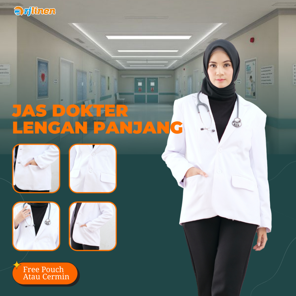 Jas Dokter Lengan Panjang / Baju Dokter / Jas Dokter Wanita / Jas Dokter Pria / Sneli / Jas Koas