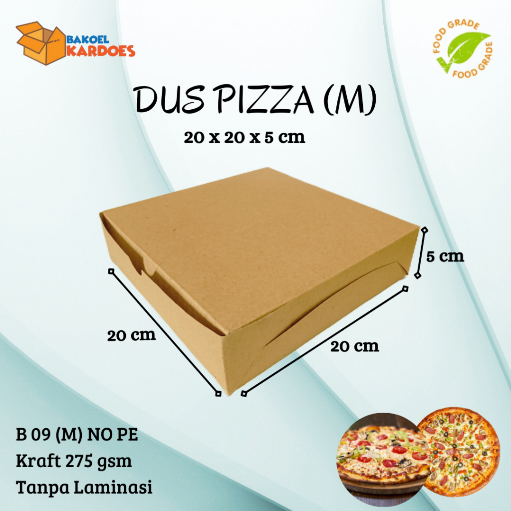 

Dus Pizza (M), Dus Brownies Uk. 20x20x5 cm Tanpa Laminasi