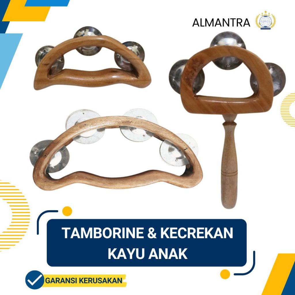 tamborin kayu anak alat musik mainan anak maracas anak kecrekan anak