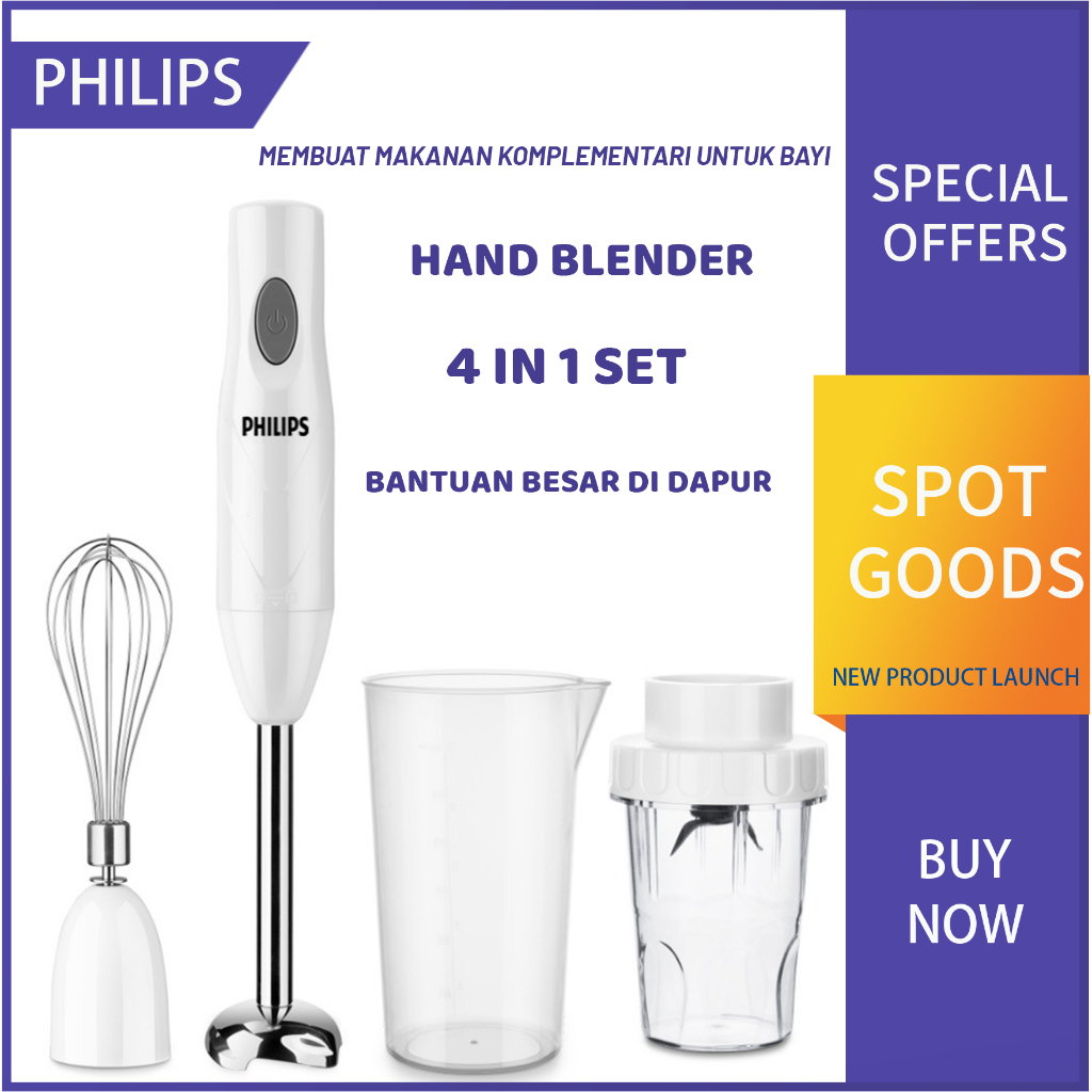 Philips 4in1 Hand Blender Mixer - Multifunctional Electric Egg Beater Juicer Grinder Mixer Baby Food Machine