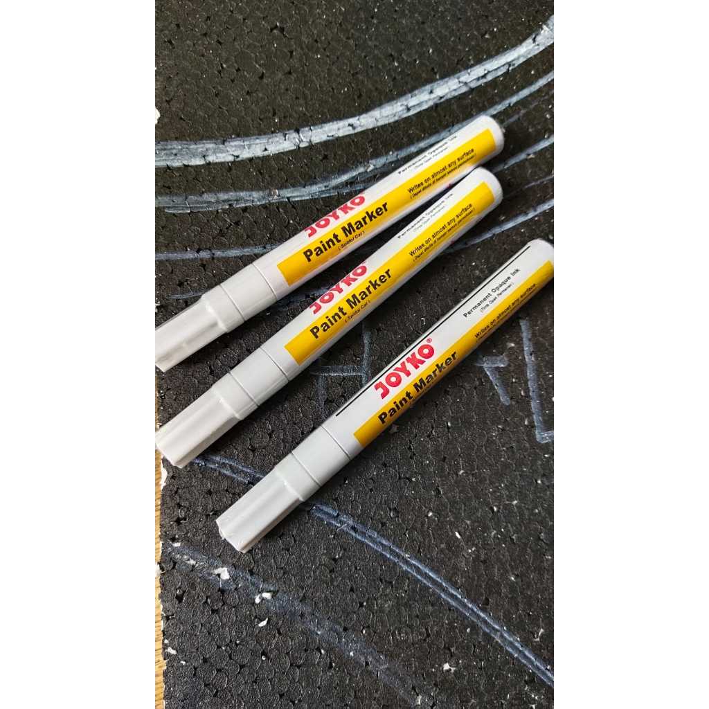 

spidol joyko paint marker permanent warna putih untuk menulis di alas hitam