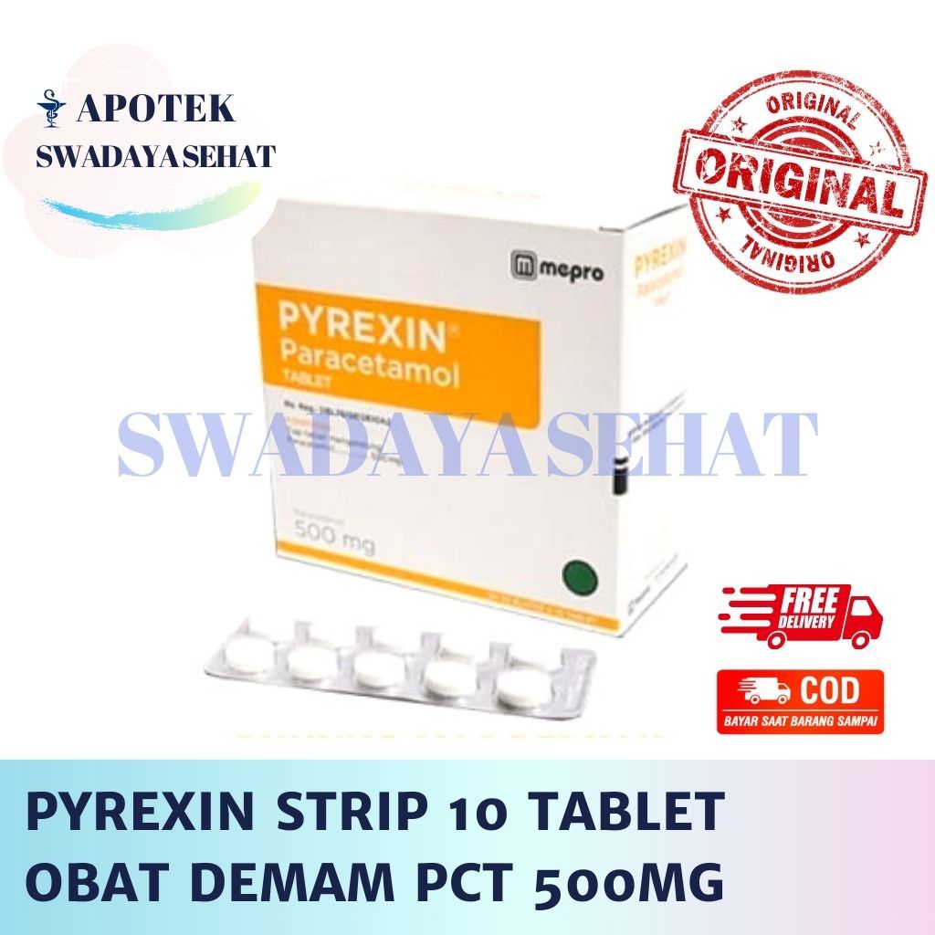 PYREXIN Strip 10 Tablet Paracetamol 500 MG - Obat Penurun Demam Sakit Kepala Parasetamol Pireksin Pi