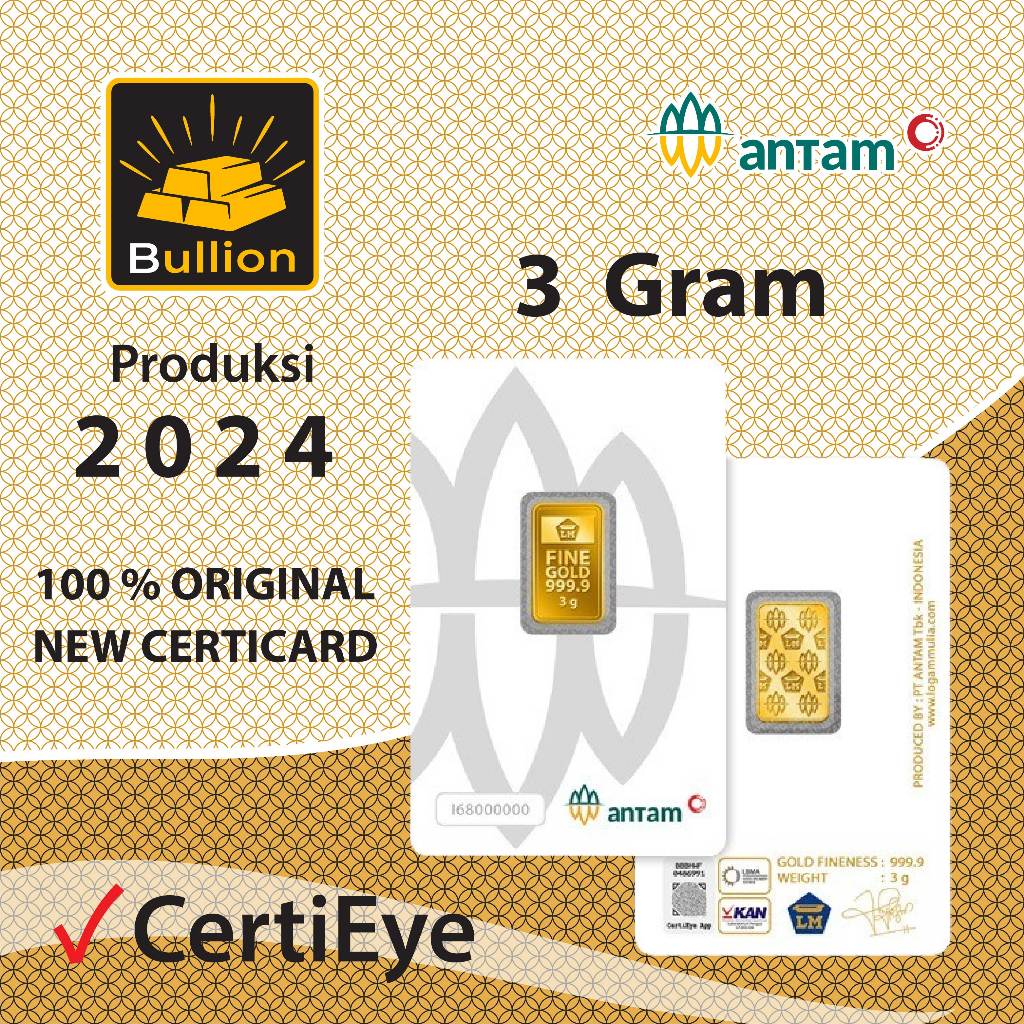 LOGAM MULIA LM ANTAM EMAS BATANGAN KEPINGAN 3 GRAM