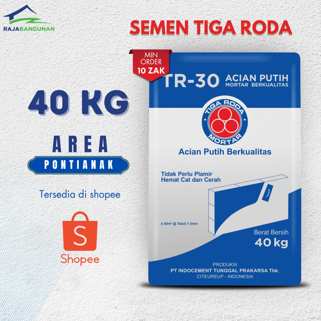 TR-30 Acian Putih Mortar 40 kg Semen Tiga Roda Pontianak