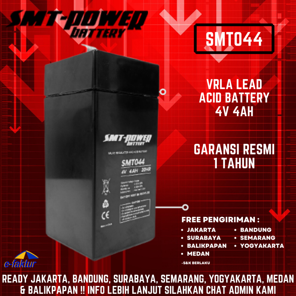 AKI KERING 4VOLTAGE 4AH BATTERY VRLA SMT-POWER 4 VOLT 4AH