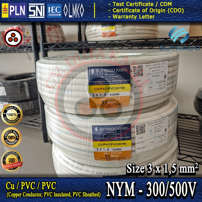 Kabel NYM 3x1,5 mm2 SUTRADO (50 m) /3x1,5 mm/3x1.5 mm2/3x1.5 mm/3 x 1,5 mm2/3 x 1,5 mm/3 x 1.5