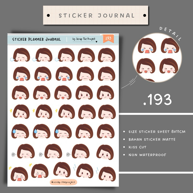 

STICKER PLANNER JOURNAL / STICKER EMOTION NEGATIVE GIRL / STP - 193