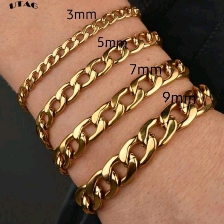 Gelang titanium Rantai pria wanita gold