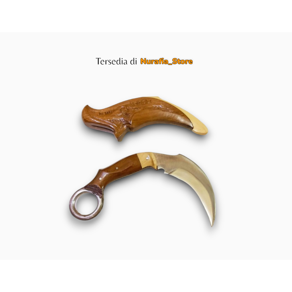 Pisau krambit baja asli / Krambit baja tajam krambit pancaksilat khas Minang jati ukir