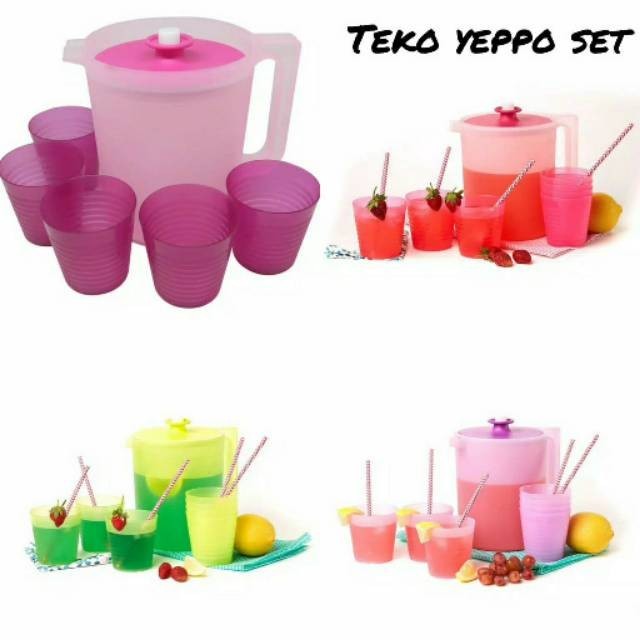 Teko set of 6 air minum /wadah penyimpanan air minum set dengan gelas