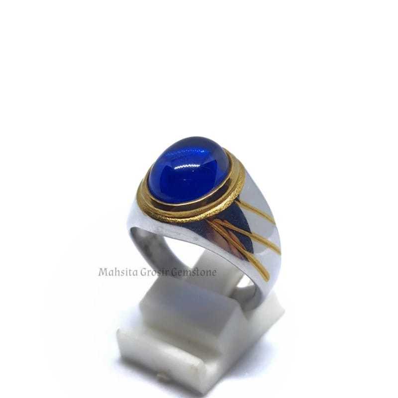 Batu cincin permata Blue king safire Super mewah