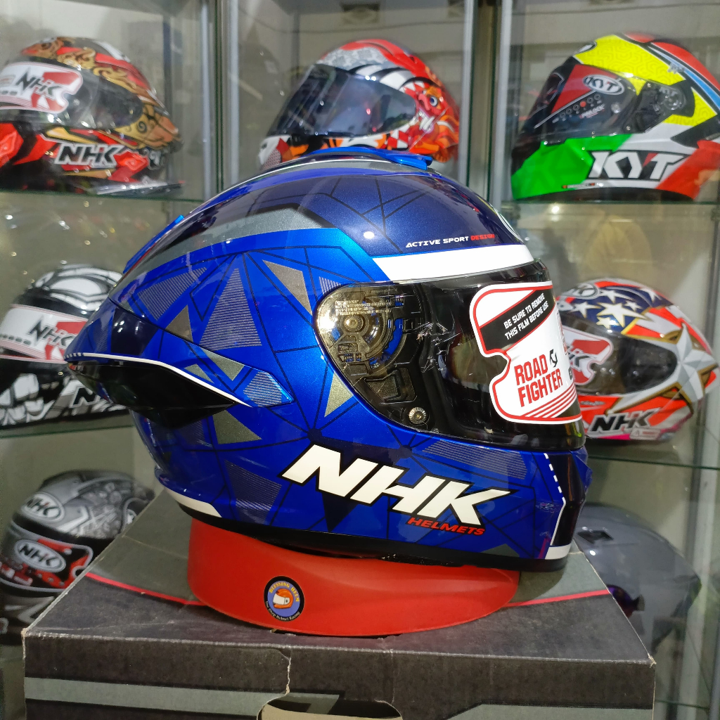 HELM NHK MARK 1 TRIANGLE BLUE MANDALIKA HELM FULL FACE SINGLE VISOR