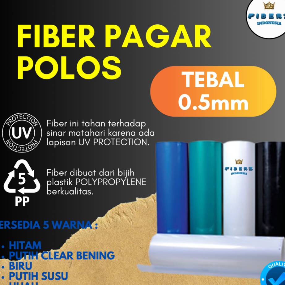 Kualitas tinggi harga rendah FIBERZ Fiber Plastik Penutup Pagar POLOS TEBAL 5mm Meteran