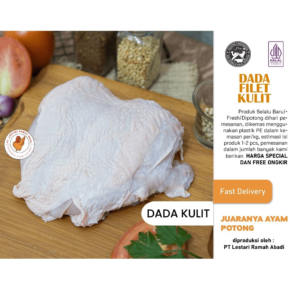 

GEL745 ORIGINAL Daging Ayam Dada Fillet Boneless Dengan Kulit 1kg