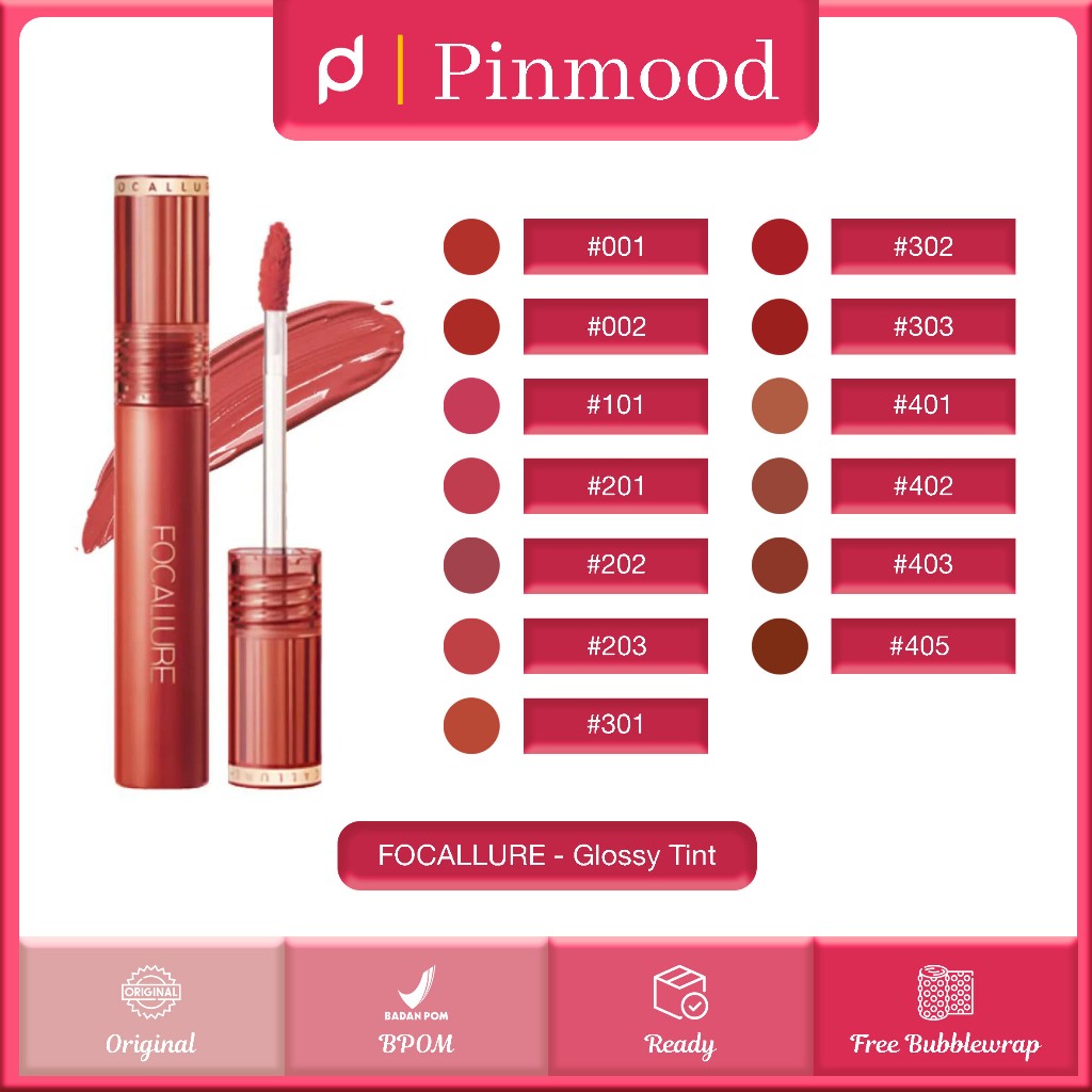 FOCALLURE - GLOSSY TINT ( FA-208 ) - Jelly Clear Dewy Lip Tint Tahan Lama Long-Lasting Lipstick Lips
