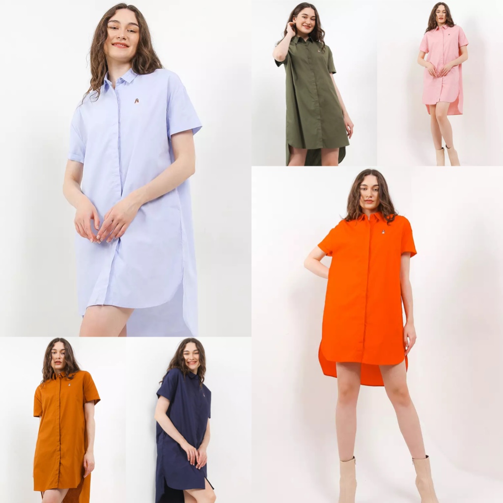 Hush Puppies Vania Shirt Dress Original ( Pakaian Kemeja Midi Dress )