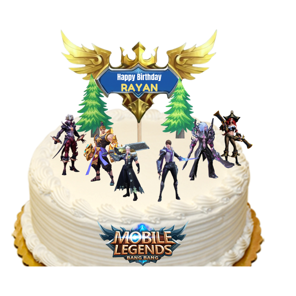 topper cake mobile legends / hiasan kue happy birthday