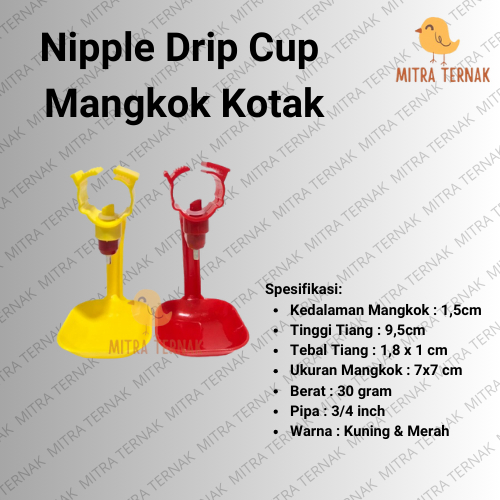 Nipple Drip Cup Red Yellow / Nipple Broiler / Tempat Minum Ayam Broiler / Tempat Minum Ayam Otomatis