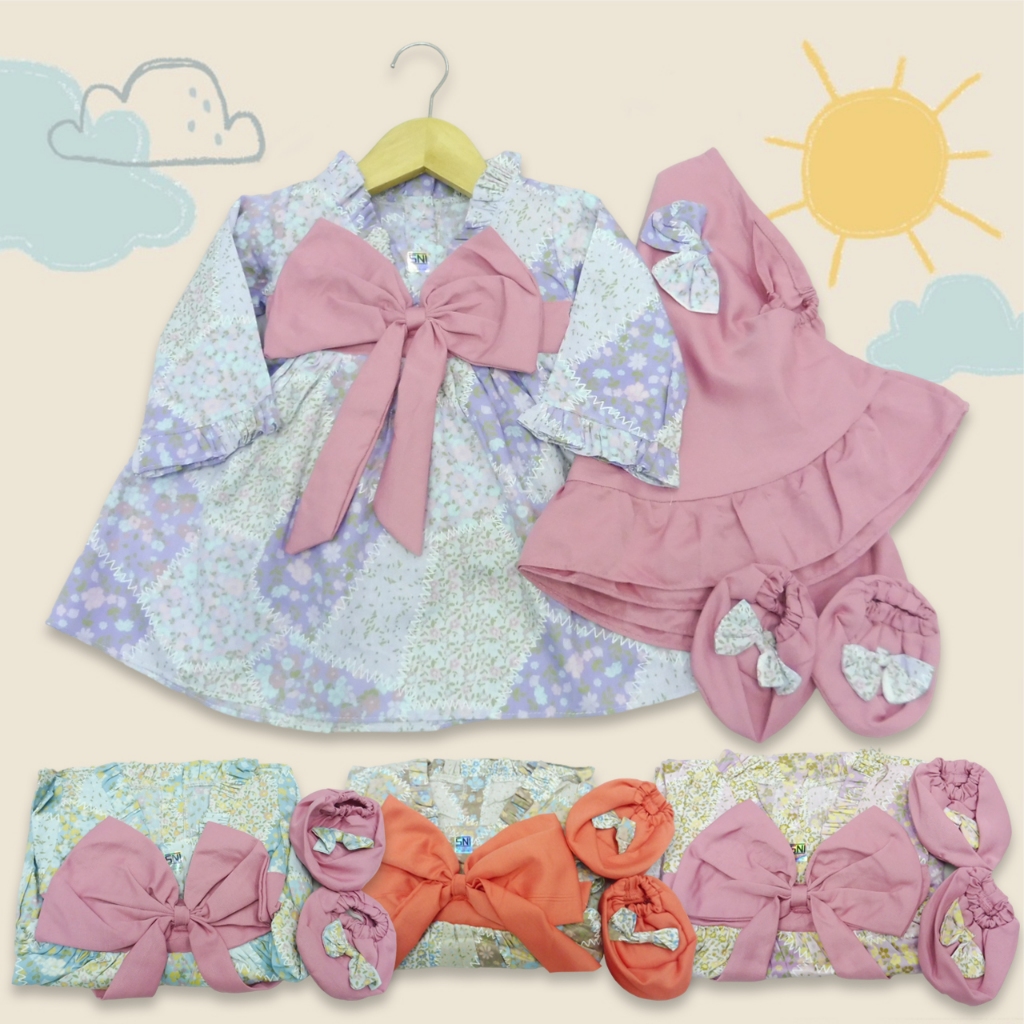Gamis Anak Perempuan Bunga Kerudung + Sepatu