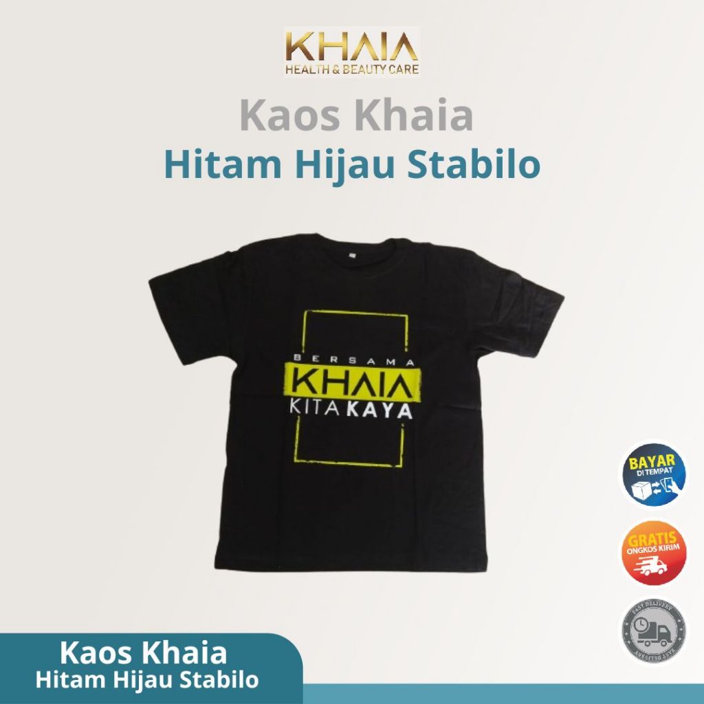 Baju Kaos Khaia Warna Hitam Hijau Stabilo