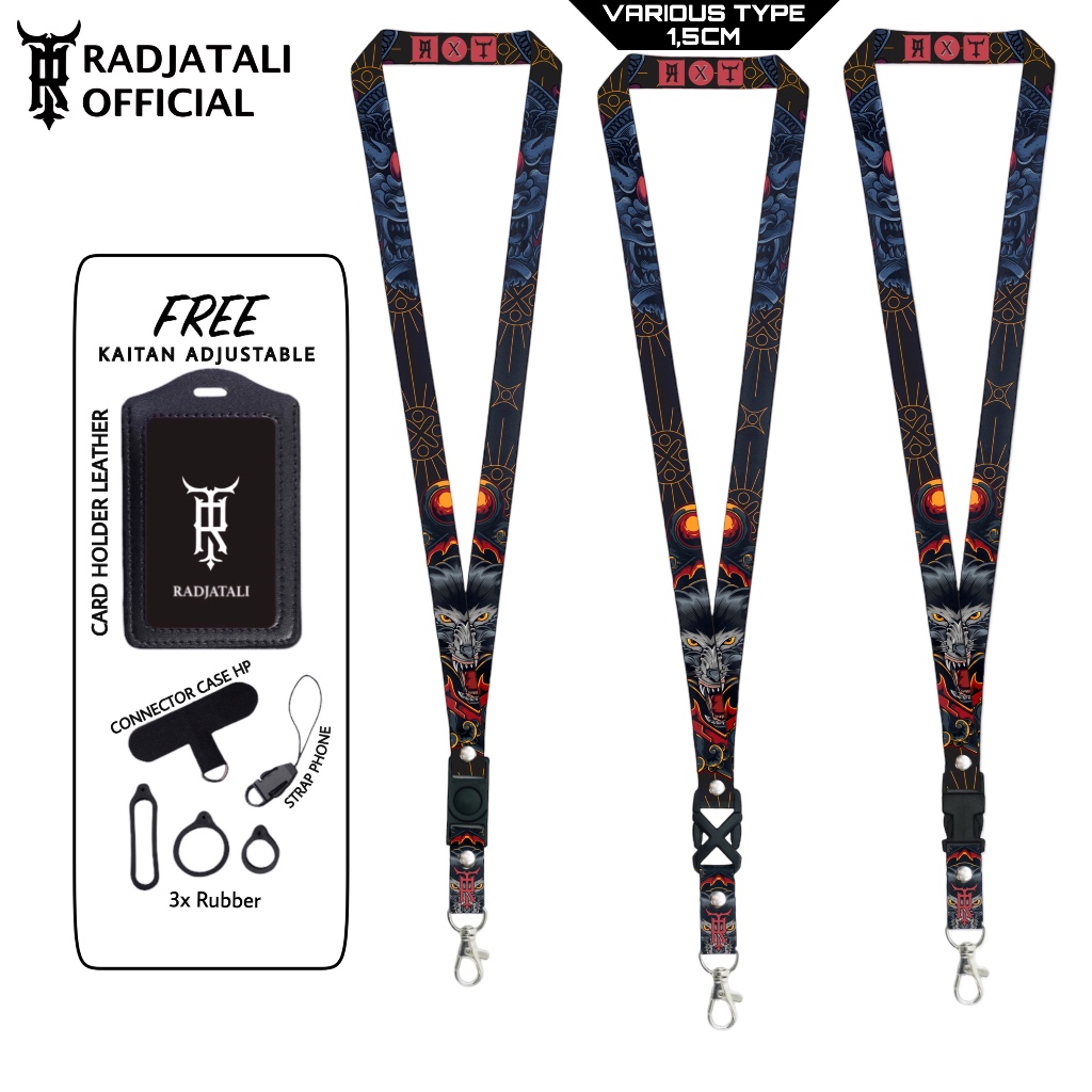 

Lanyard Radjatali 1.5cm Wolf V7 Gantungan Tali Holder ID Card - Wolf Series