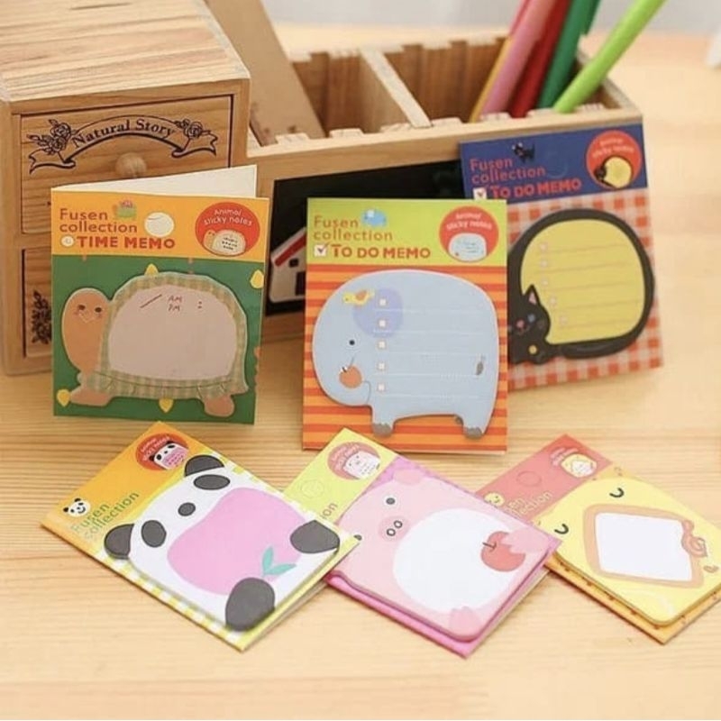 

#Qreinashop Sticky Notes Animal / Sticky Notes Motif Hewan || Catatan Memo Karakter Lucu || Tempelan Kertas Note Karakter Animal Mini Book Karakter