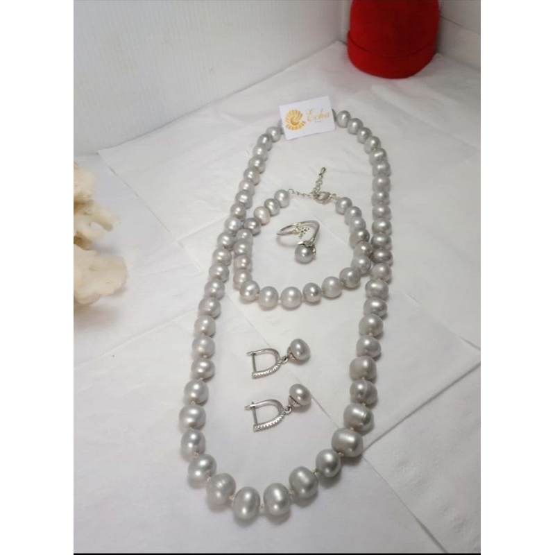 1 set mutiara air tawar warna abu