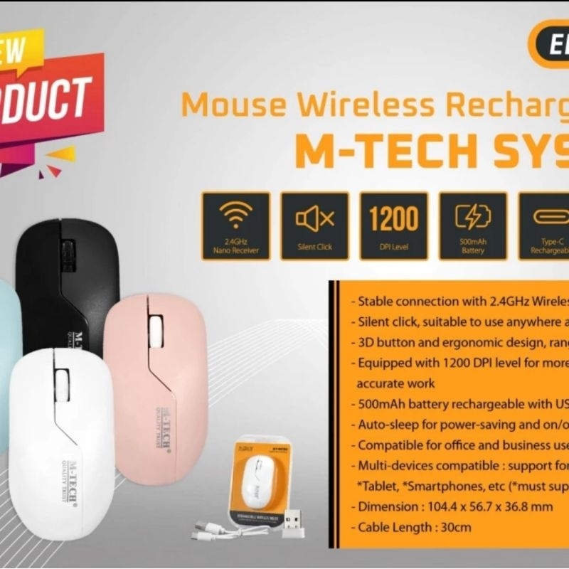 MOUSE WIRELESS RECHARGE M TECH SY 9030