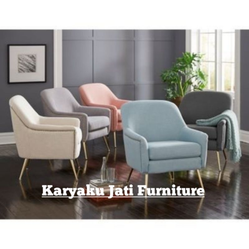 sofa retro single polos kaki stainless gold terbaru