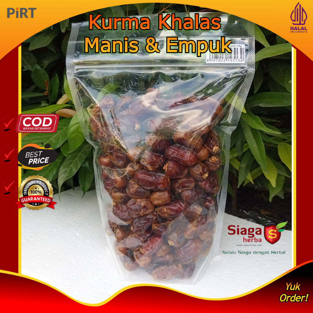

Kurma Khalas Kholas Manis Segar Kemasan Pouch 1kg Al-Ghuroba