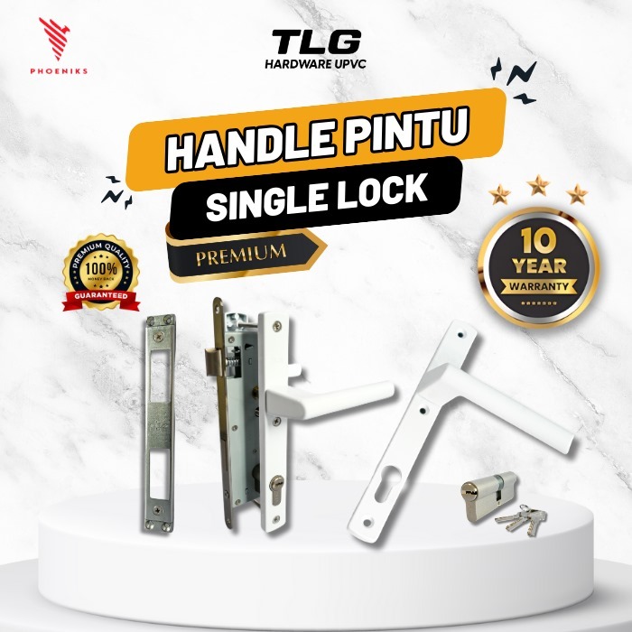 Handle Gagang Pintu Premium UPVC – Single Lock Kunci Satu Titik Gagang Mewah – TLG