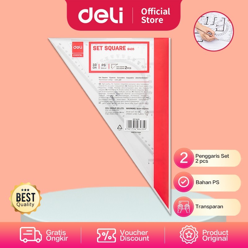 

Deli Drafting/Penggaris-Set Square 2pcs 33cm E6435