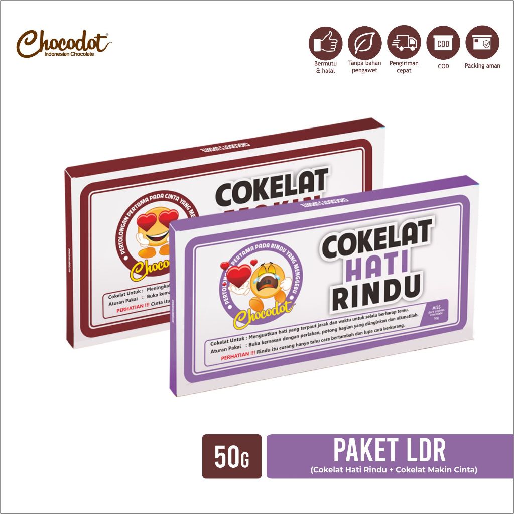 

Coklat Chocodot Mood Series Paket LDR - Coklat Hati Rindu + Coklat Makin Cinta