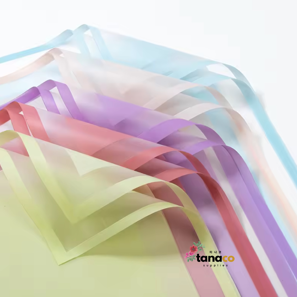 

[5 Lembar] Cellophane Double List Transparant Colour Kertas Wrap Bouquet Bunga Waterproof - Tanaco