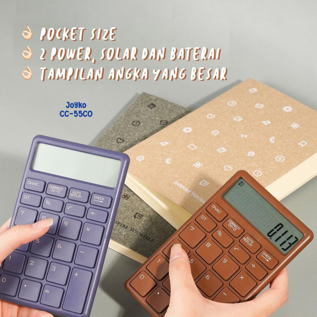 

KALKULATOR JOYKO CC-55CO / CALCULATOR CHECK & CORRECT 12 DIGIT KALKULATOR MINI LUCU AESTETIK DESAIN MINIMALIS MODERN SIMPLE PERELENGKAPAN ALAT TULIS / MITRA ABADI KATALOG JOGJA