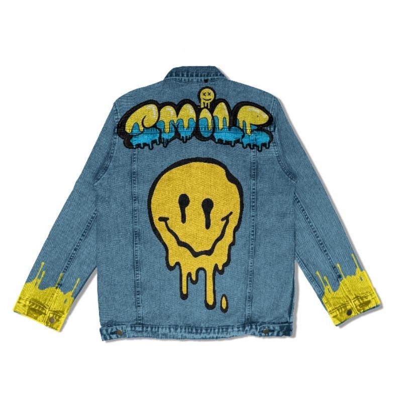 SMH Jacket Jeans Lukis Pria & Wanita Oversize MELT SMILE