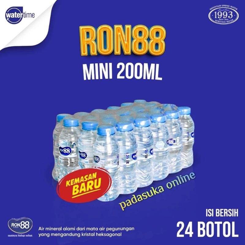 

RON88 AIR MINERAL MINI 200ml (1 dus=24 btl) BOTOL KECIL KEMASAN PACK KHUSUS INSTAN