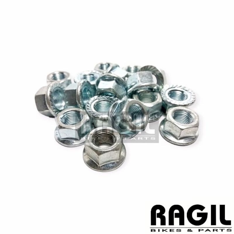 (ISI 1) MUR BAUT AS RODA DEPAN / BELAKANG SEPEDA KUNCI 15 AS BESAR KROM CHROME PUTIH MTB JENGKI ONTH